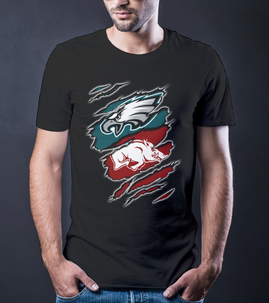 Philadelphia Eagles Arkansas Razorbacks Ripped T-Shirt