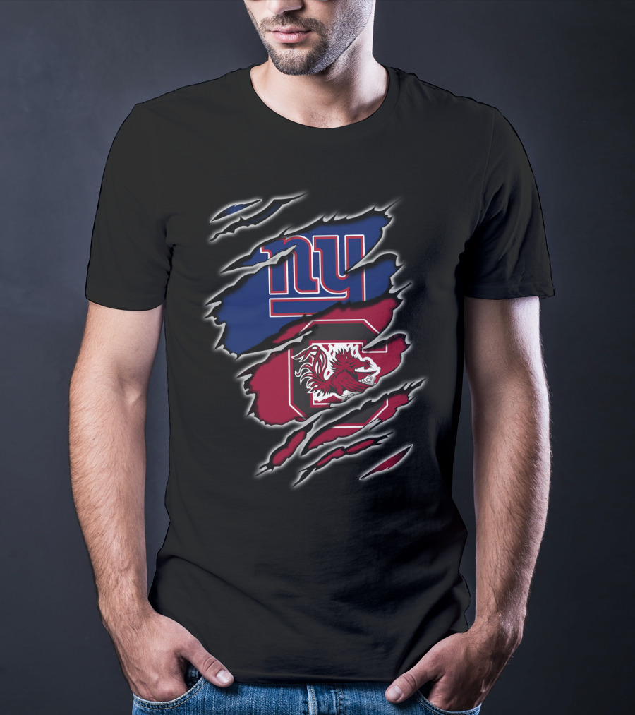 Ny Giants South Carolina Gamecocks Claw Marks Image Logo Mashup T-Shirt