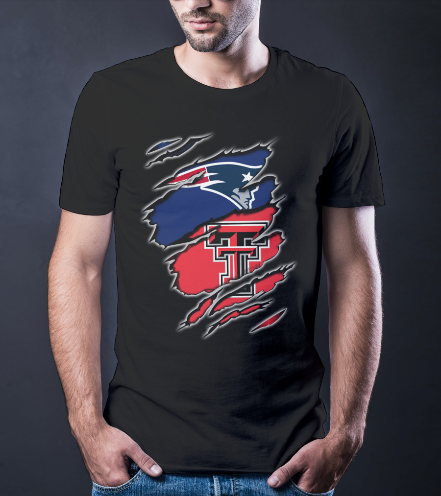 Patriots Texas Tech Raiders Football Rip Claw Marks T-Shirt