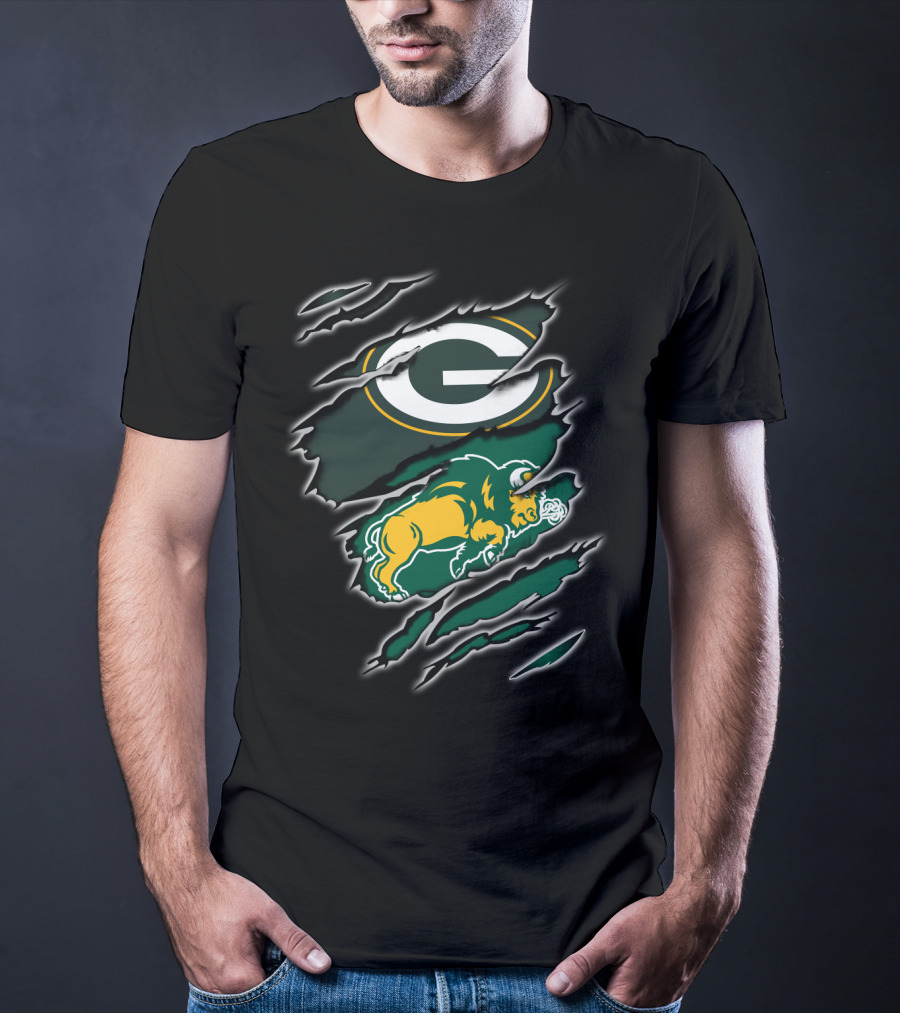 Packers Bison G Logo Green And Gold Claw Marks T-Shirt