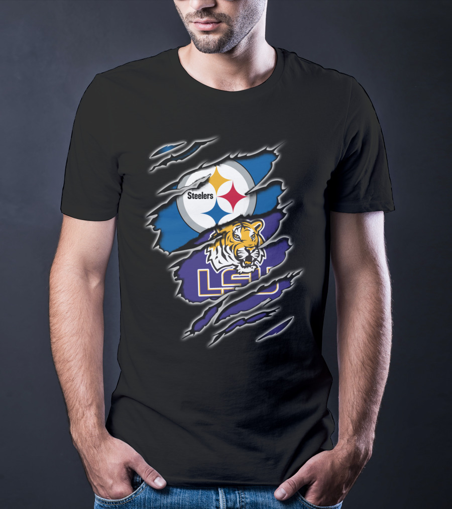 Steelers LSU Tigers Logo Fusion T-Shirt