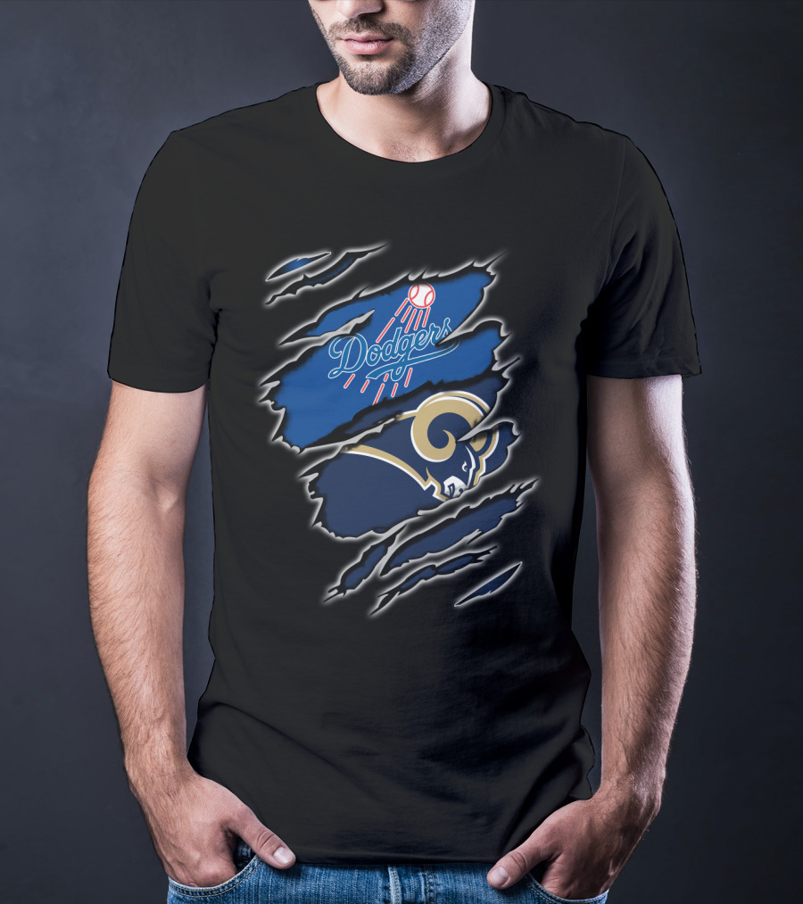 Dodgers Rams Claw Scratch Dual Logo Fusion T-Shirt