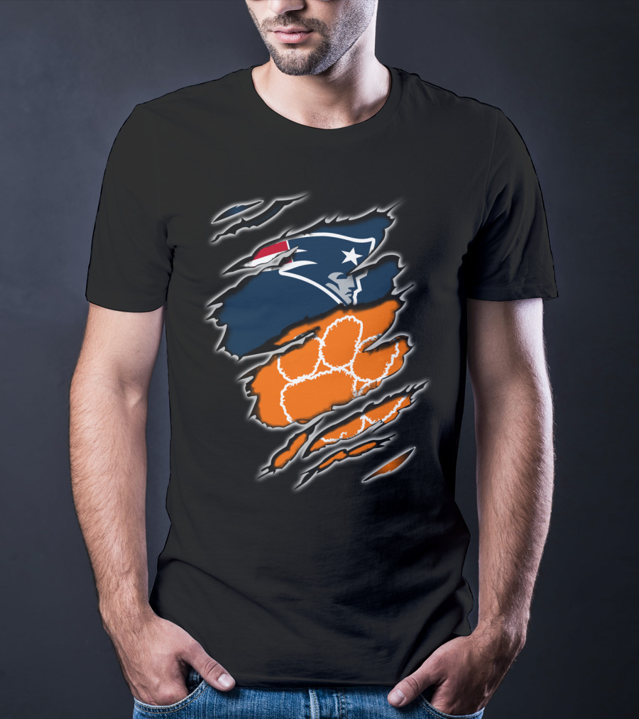 Patriots Clemson Tiger Paw Scratch New England Football Tiger Claw T-Shirt