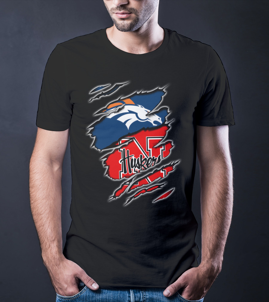 Broncos Huskers Logo Fusion T-Shirt