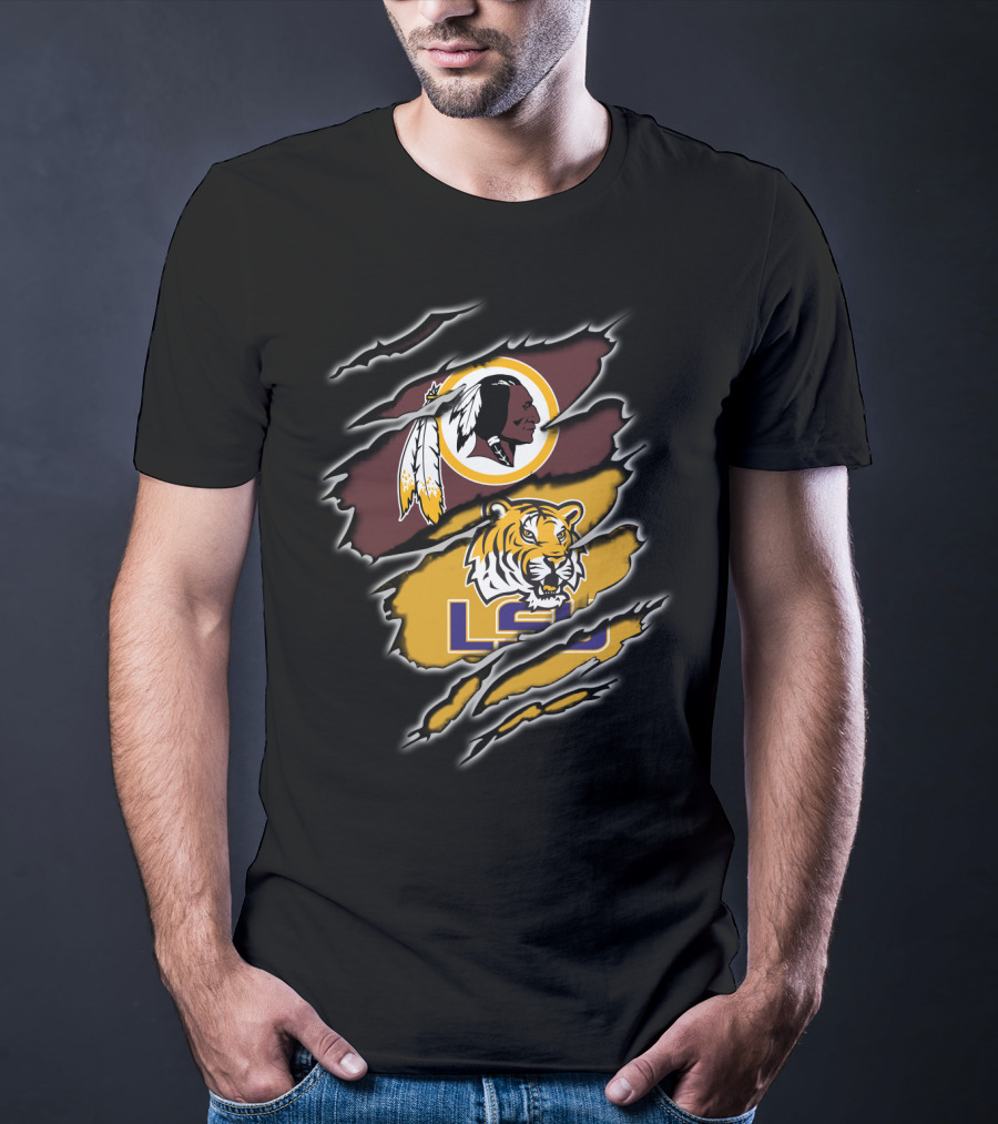 Lsu Tiger Claw With Redskins T-Shirt