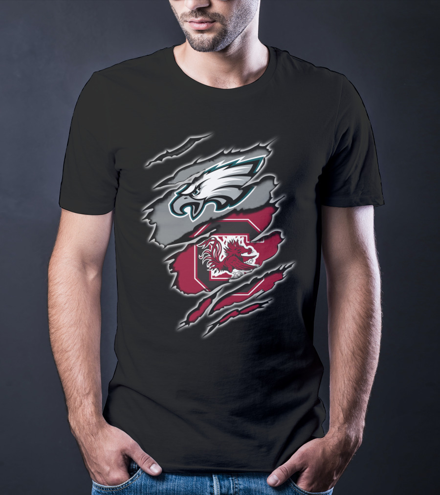 Philadelphia Eagles South Carolina Gamecocks Logo Blend T-Shirt