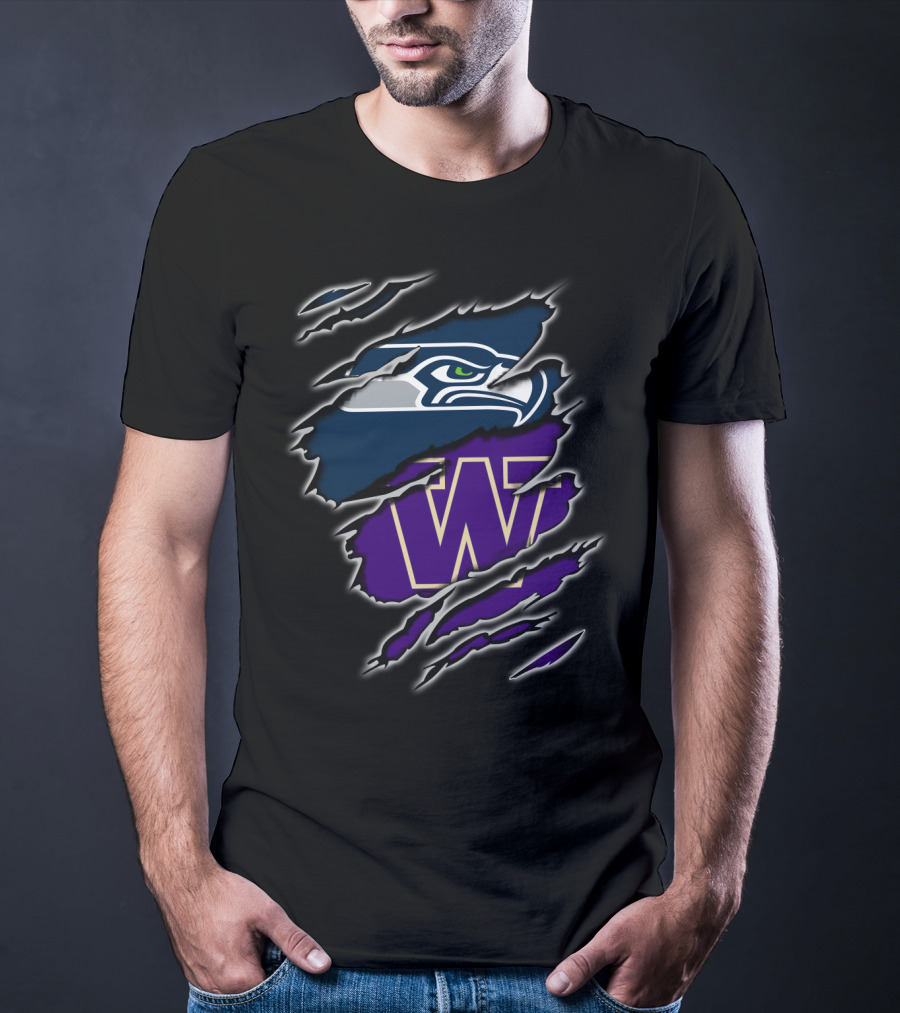 Seahawks Washington Huskies Logo Claw Tear T-Shirt