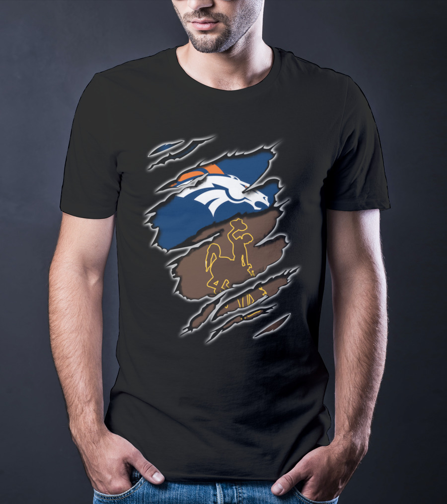 Broncos Wyoming Horse And Cowboy Iconic Symbol Collaboration T-Shirt