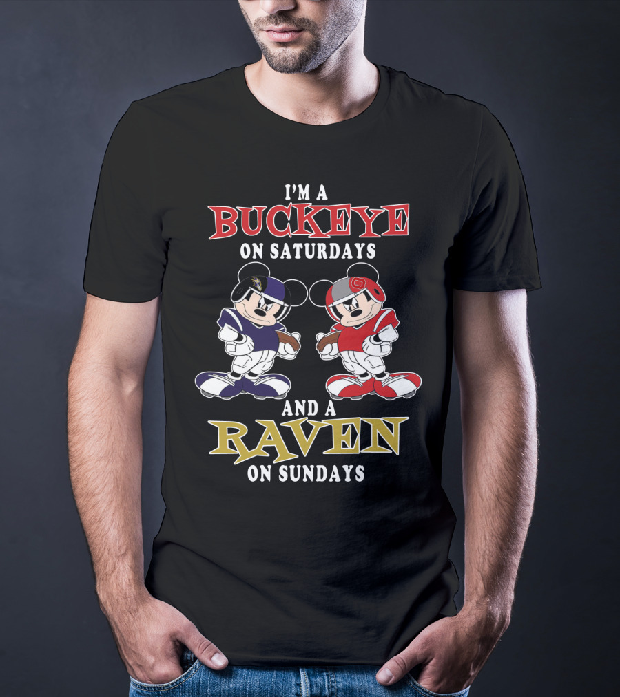 I'm A Buckeye On Saturdays And A Raven On Sundays T-Shirt