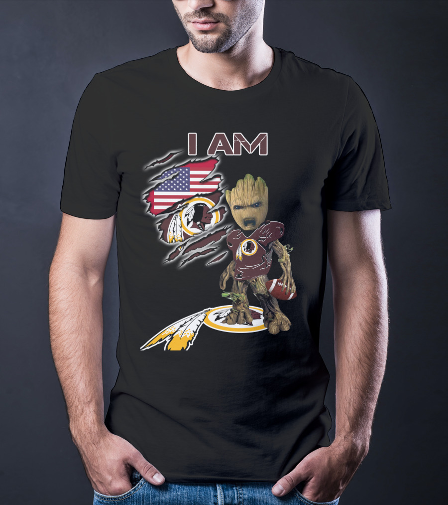 I Am Groot Washington Football Team Fan Usa Flag T-Shirt