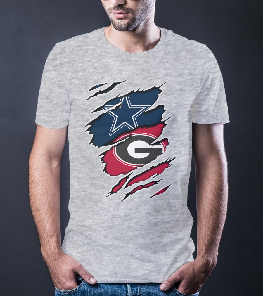 Dallas Cowboys Georgia Bulldogs Fan Crossover T-Shirt