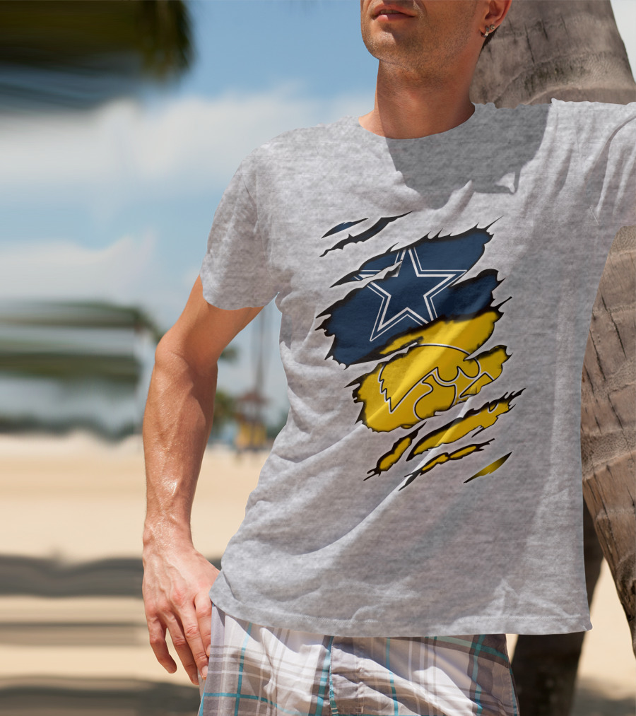 Cowboys Star And Hawkeyes Logo Fusion T-Shirt