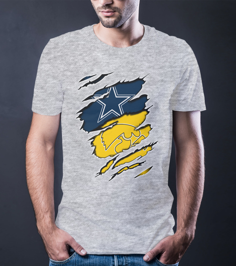 Cowboys Star And Hawkeyes Logo Fusion T-Shirt