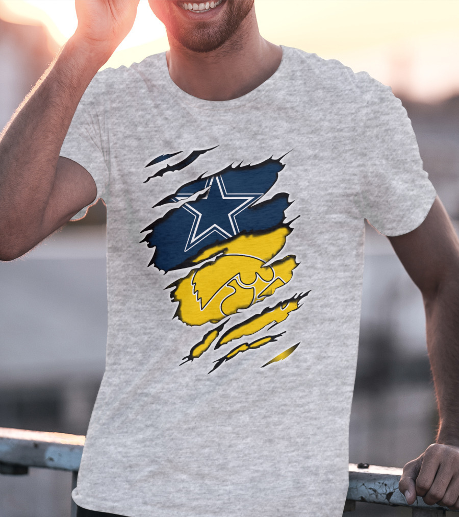 Cowboys Star And Hawkeyes Logo Fusion T-Shirt