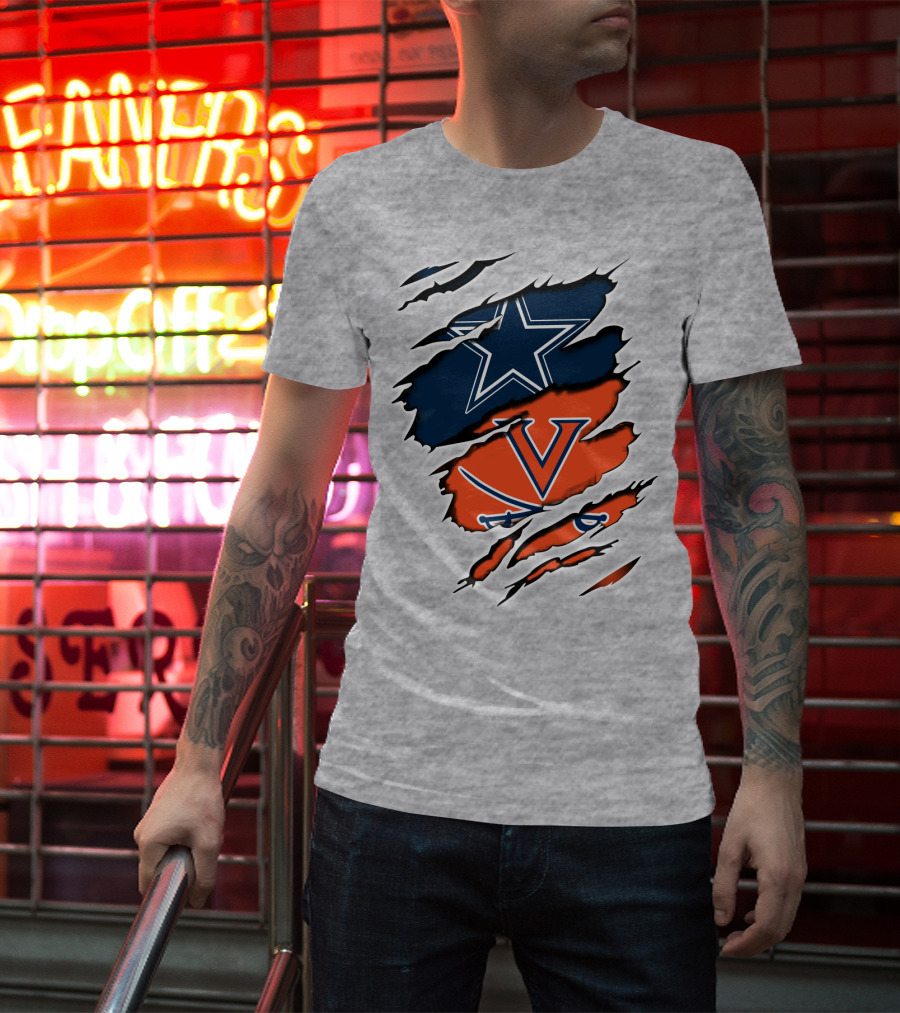 Cowboys Cavaliers Virginia Crossover Star And Swords Fusion T-Shirt