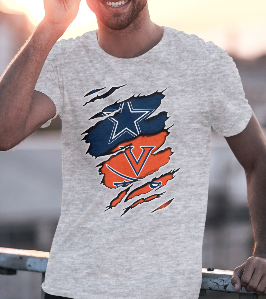 Cowboys Cavaliers Virginia Crossover Star And Swords Fusion T-Shirt