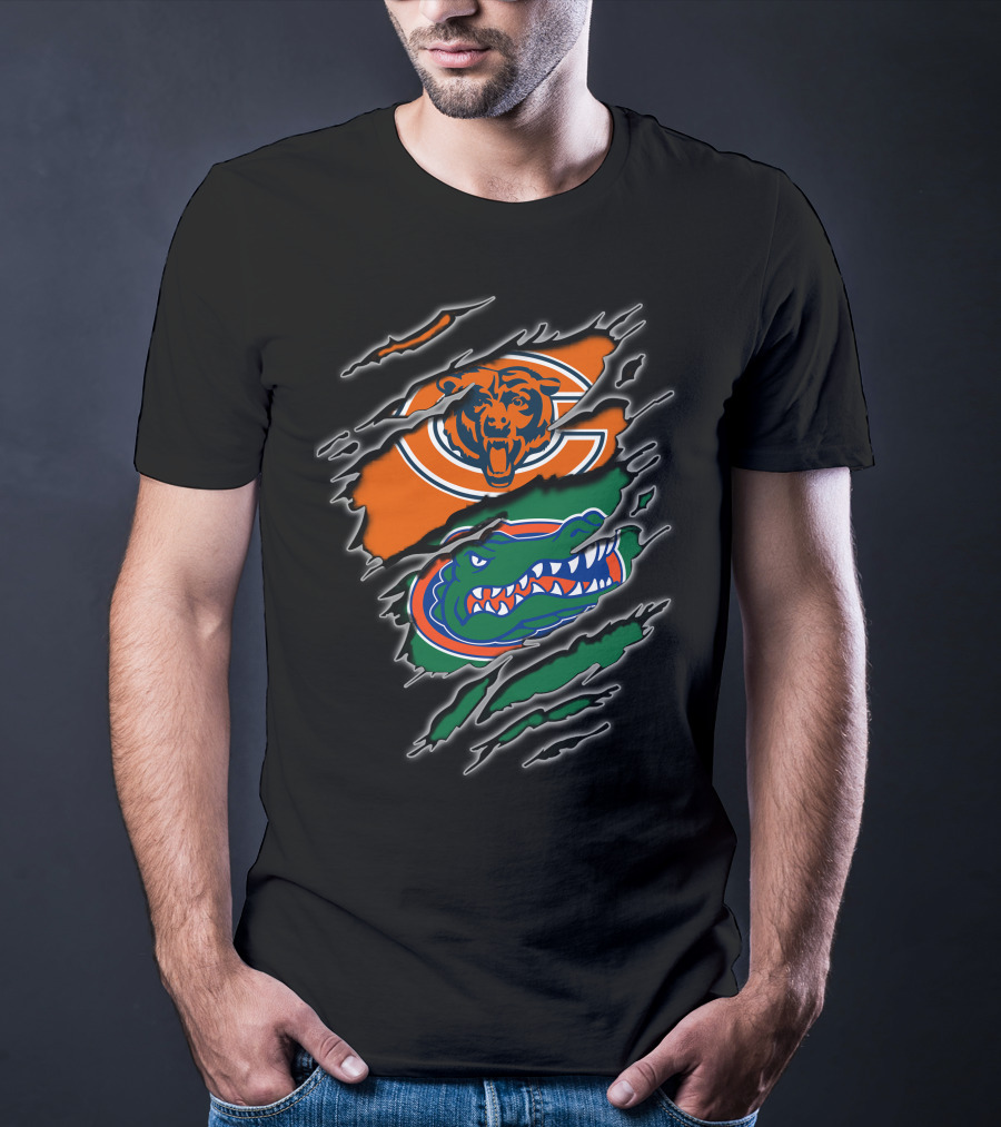 Chicago Bears Florida Gators Team Logos Torn T-Shirt