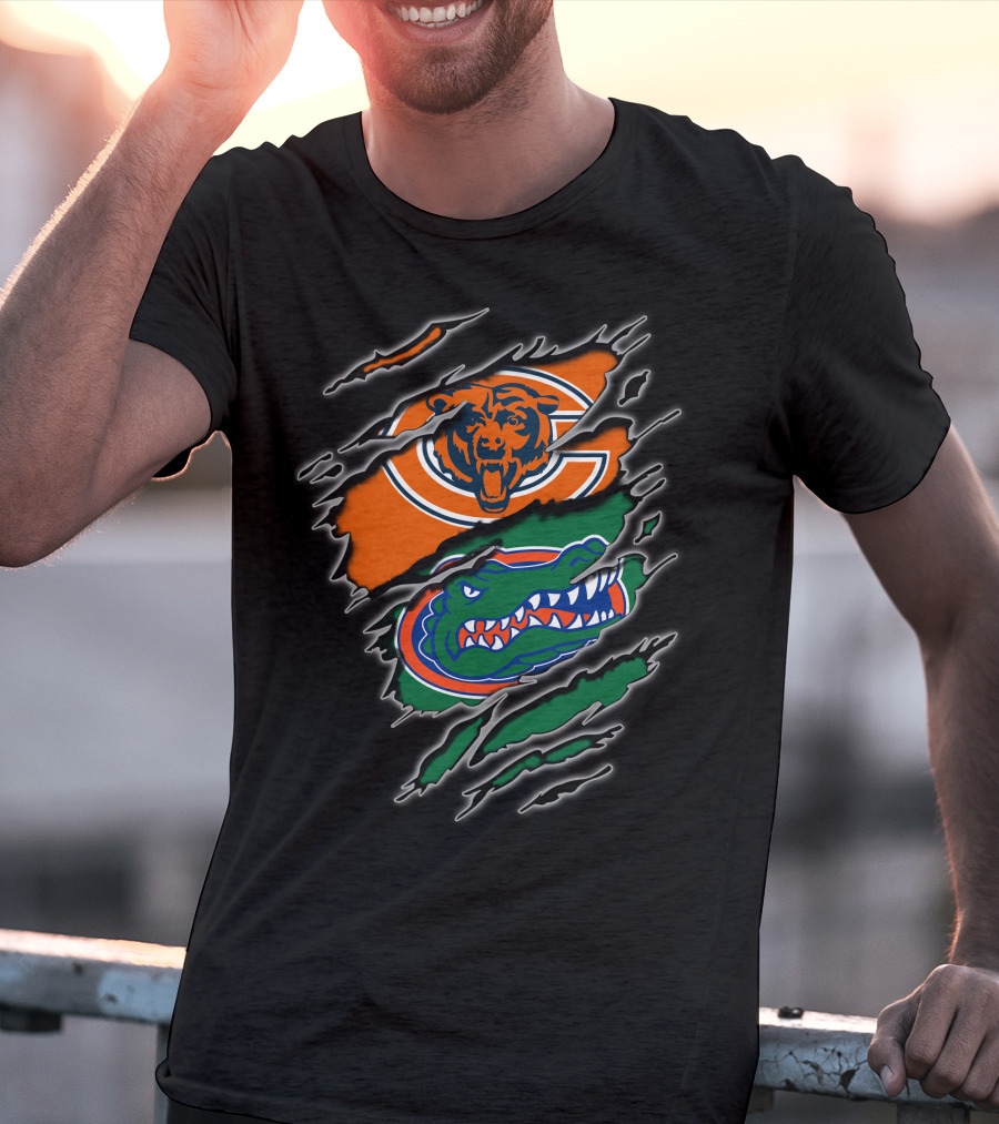 Chicago Bears Florida Gators Team Logos Torn T-Shirt