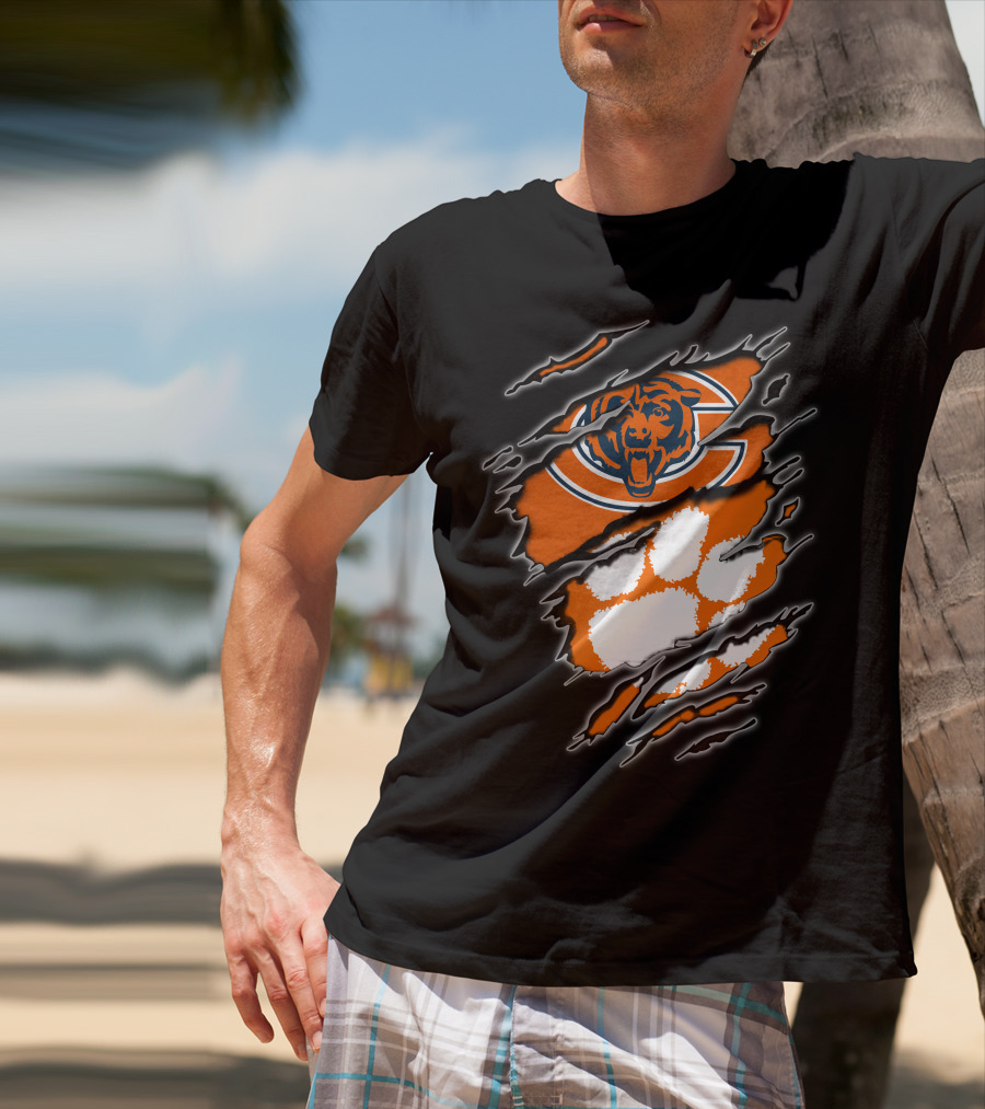 Chicago Bears Clemson Tigers Paw Logo Mashup T-Shirt