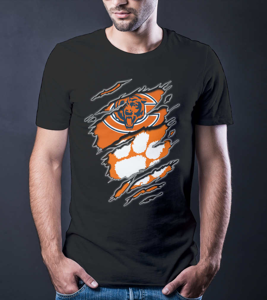 Chicago Bears Clemson Tigers Paw Logo Mashup T-Shirt