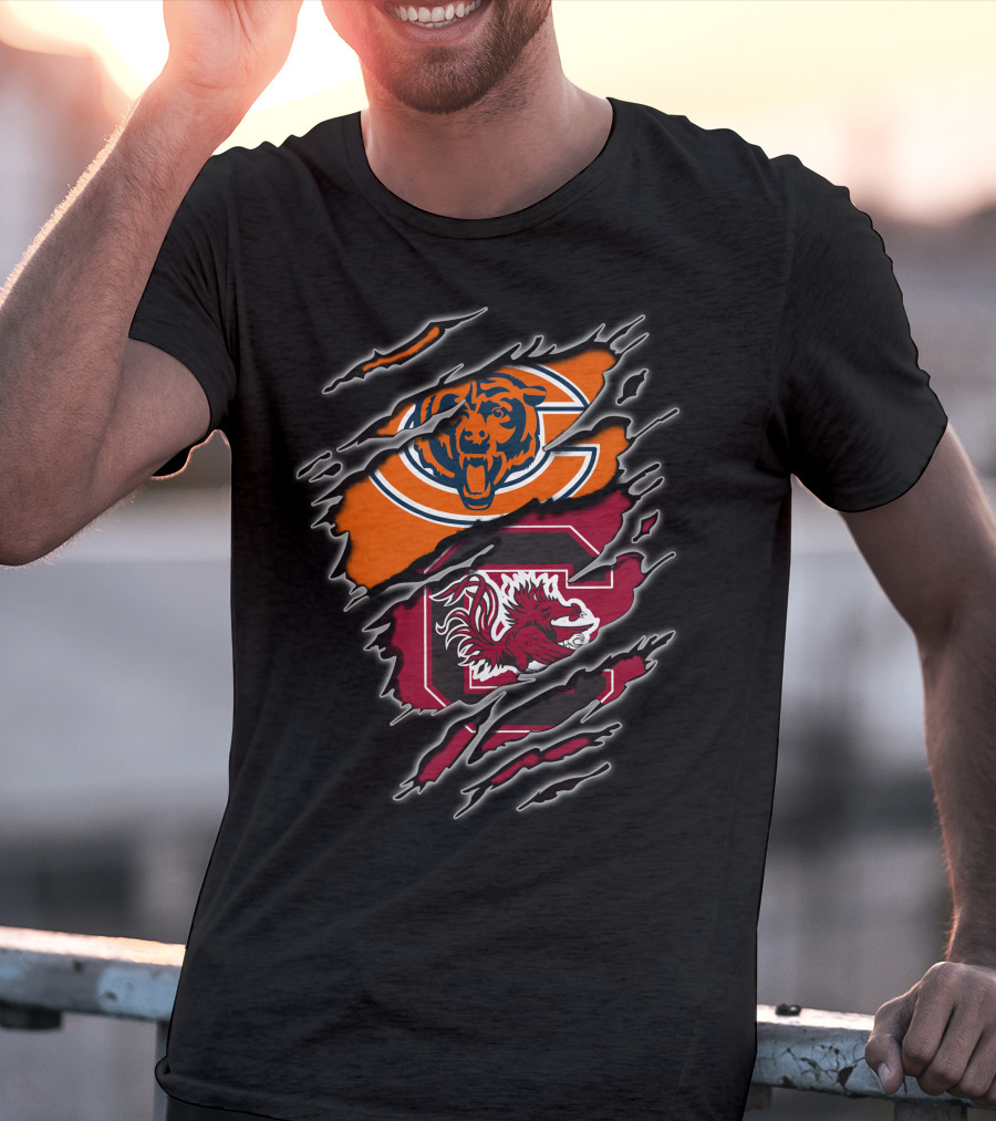 Chicago Bears South Carolina Gamecocks Logo Mashup T-Shirt