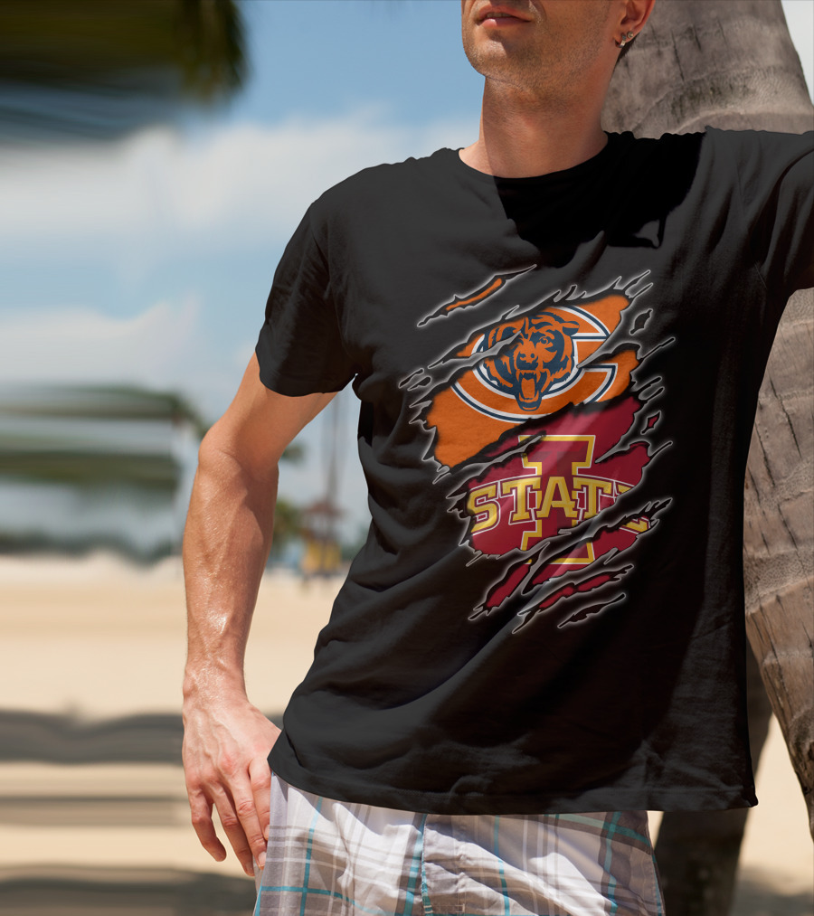 Chicago Bears Iowa State Cyclones Claw Rip T-Shirt