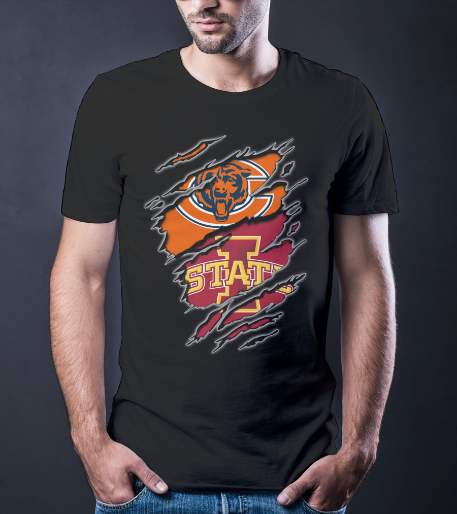 Chicago Bears Iowa State Cyclones Claw Rip T-Shirt