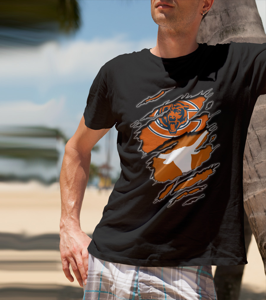 Bears Longhorns Chicago Texas Football Crossover T-Shirt