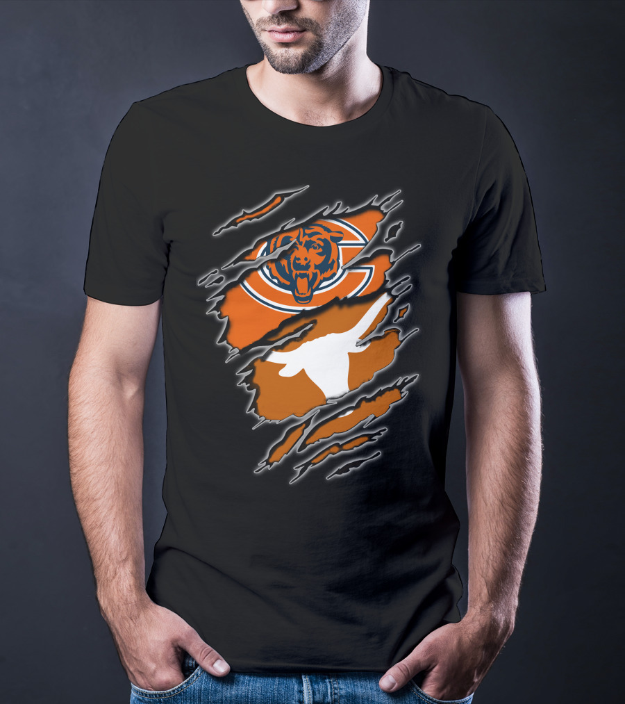 Bears Longhorns Chicago Texas Football Crossover T-Shirt
