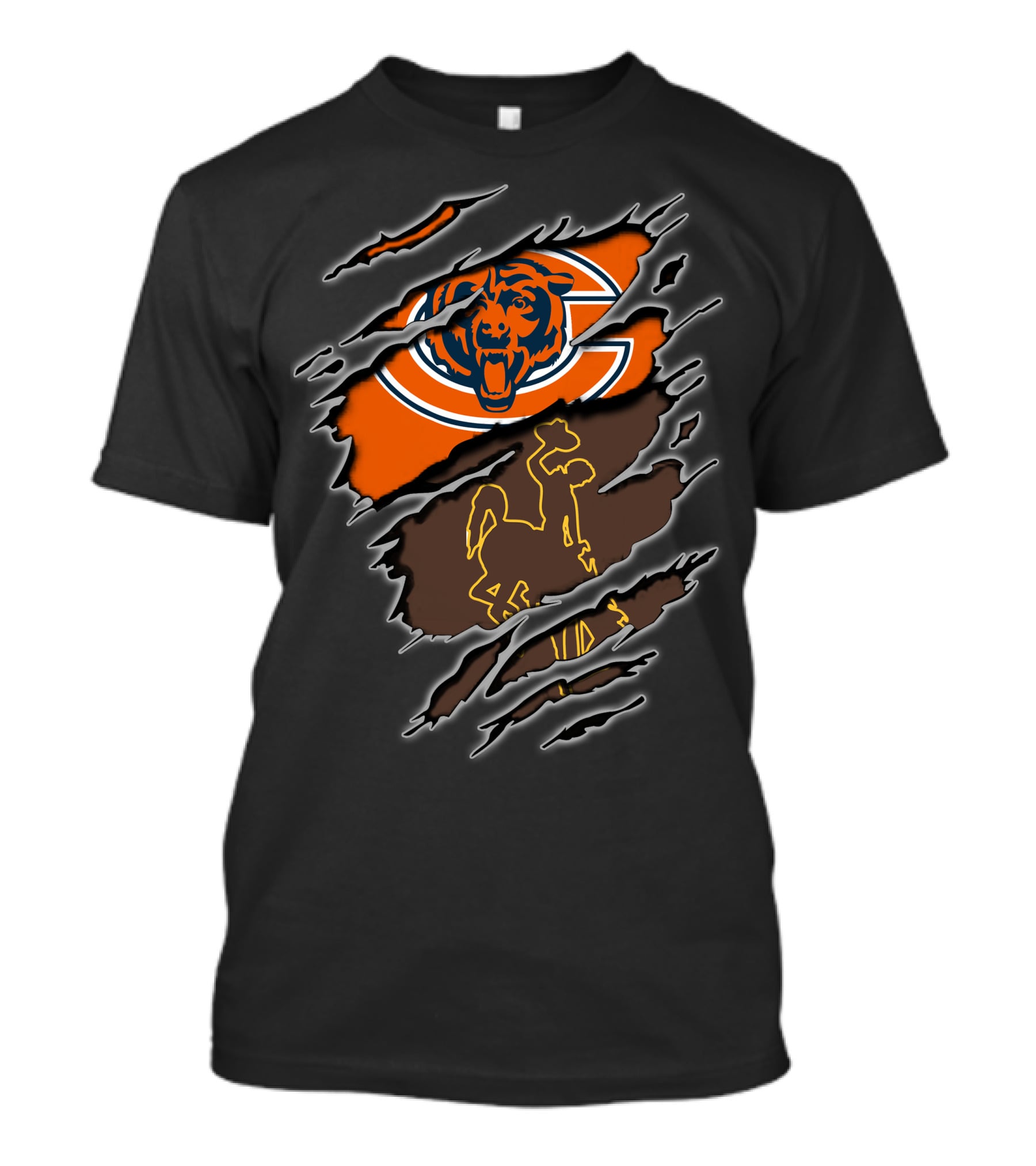 Bears Wyoming Cowboy Dual Symbol Rip T-Shirt