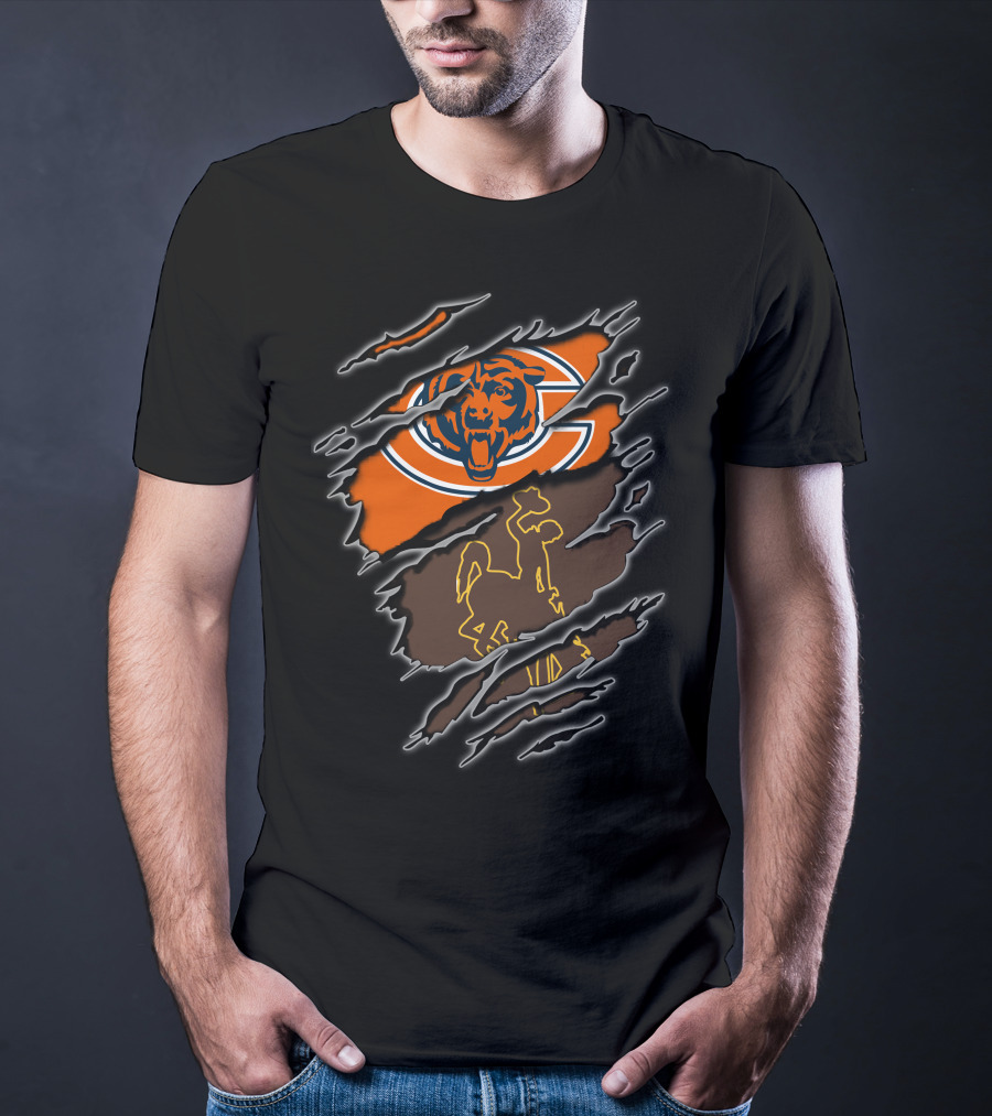 Bears Wyoming Cowboy Dual Symbol Rip T-Shirt