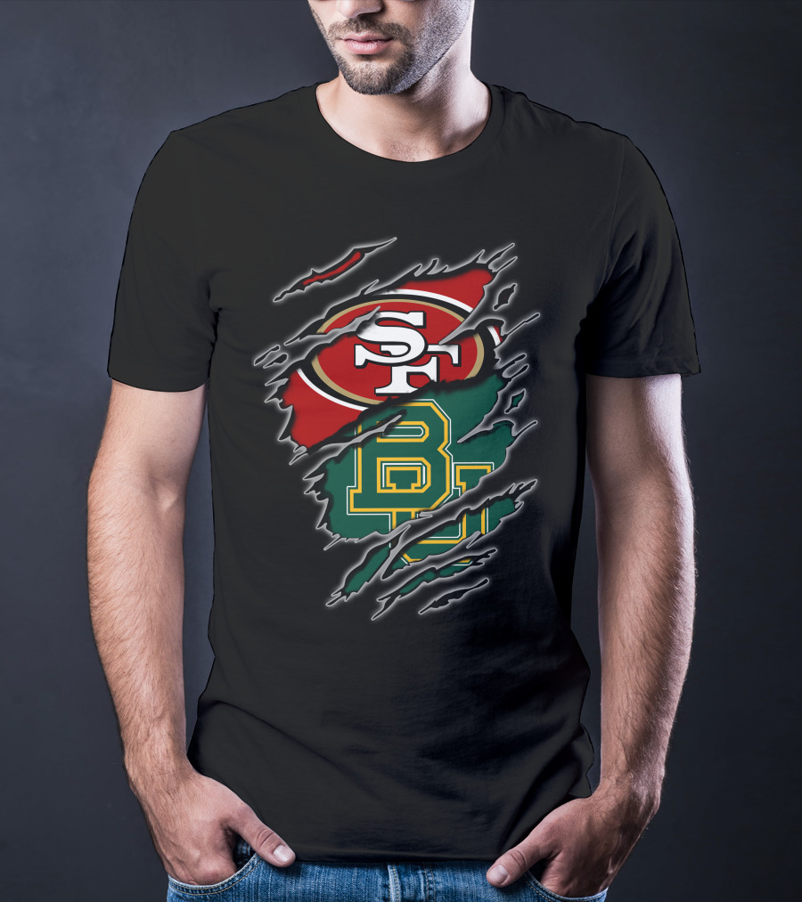49ers Sf Logo And Baylor Bears Bu Logo In Claw T-Shirt