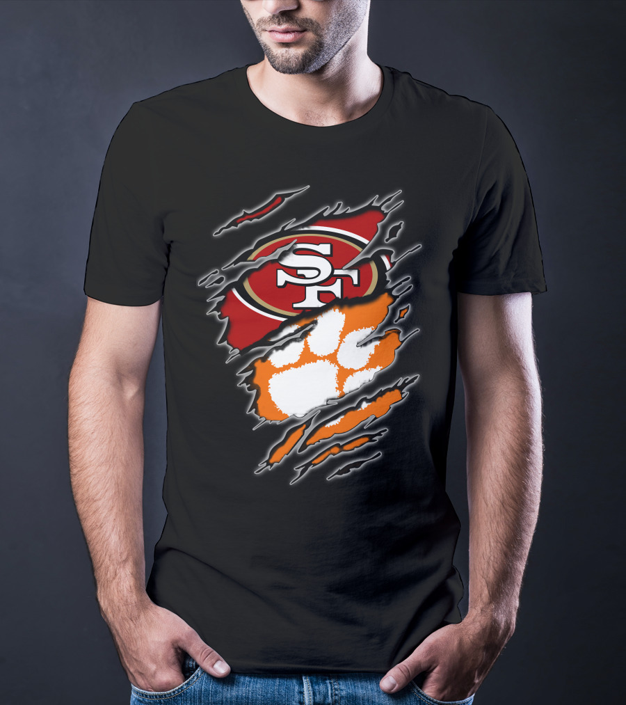 San Francisco 49ers Clemson Tigers Logo Mashup T-Shirt