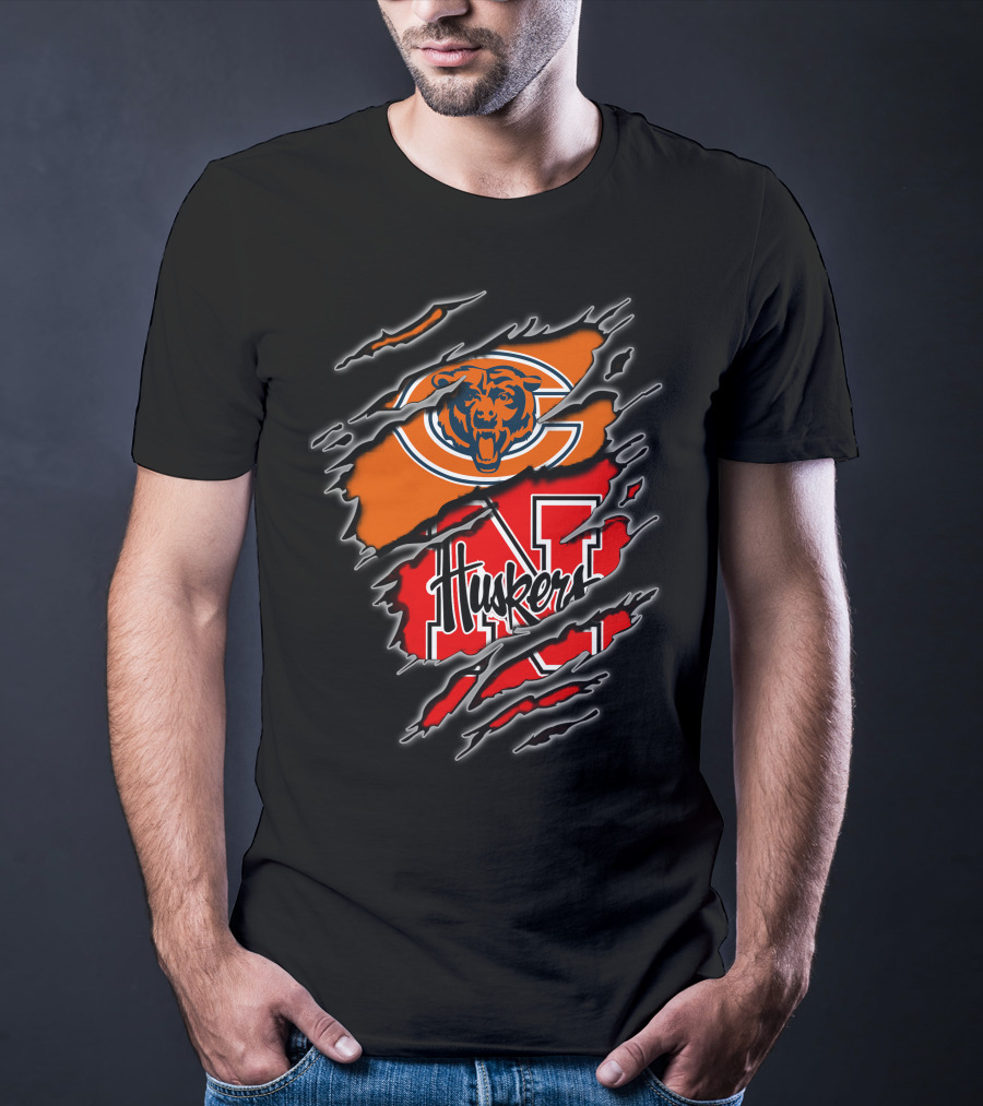 Chicago Bears Nebraska Cornhuskers Fan Mashup T-Shirt