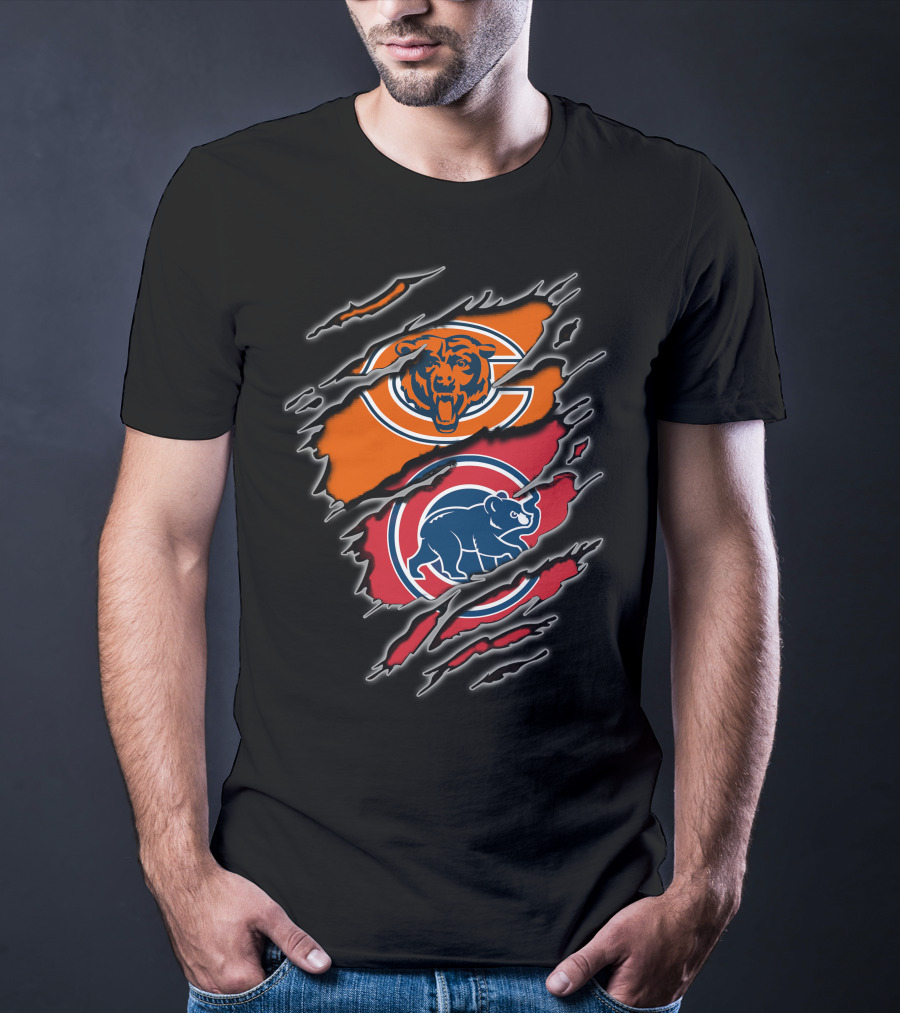 Chicago Bears Chicago Cubs Logo Mashup T-Shirt