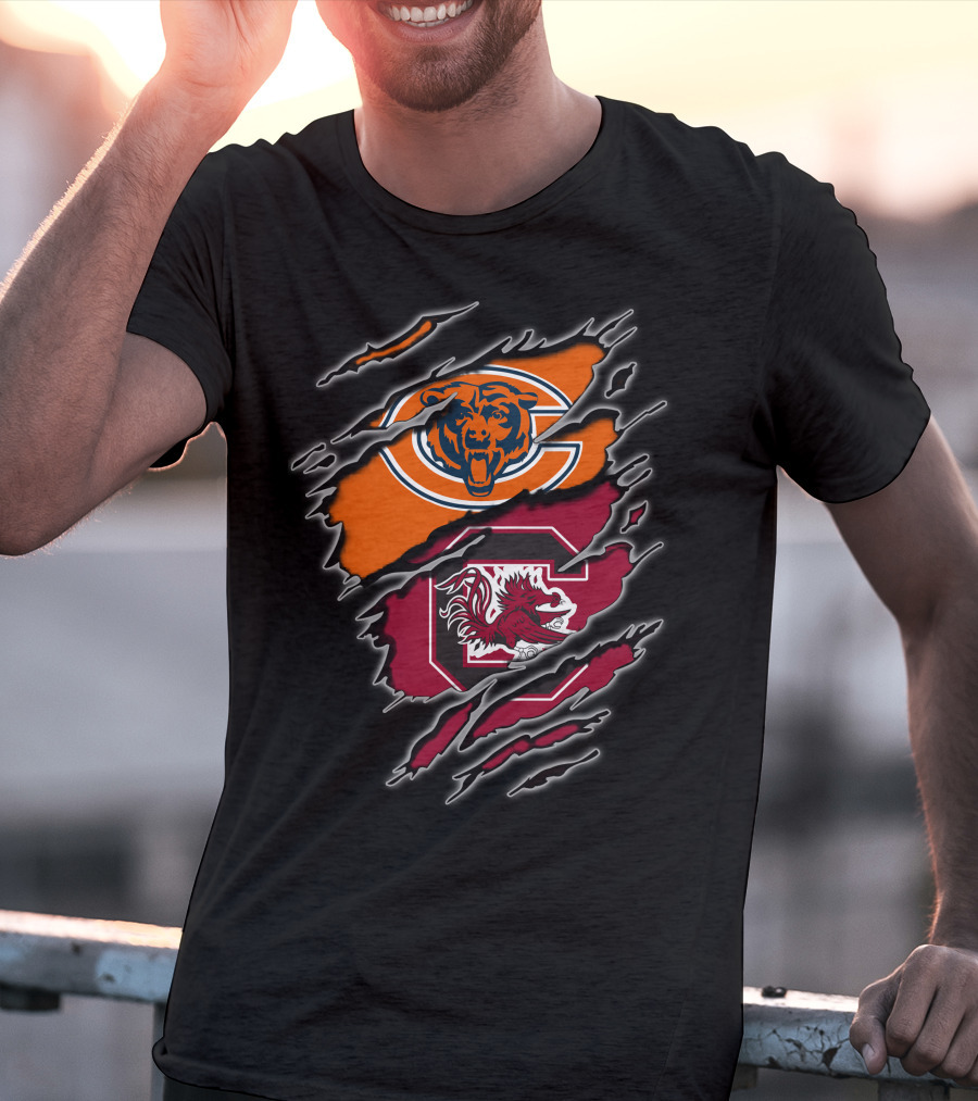Chicago Bears South Carolina Gamecocks Fan Crossover T-Shirt