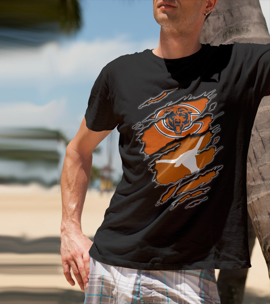Bears Longhorns Logo Crossover Claw Tear T-Shirt
