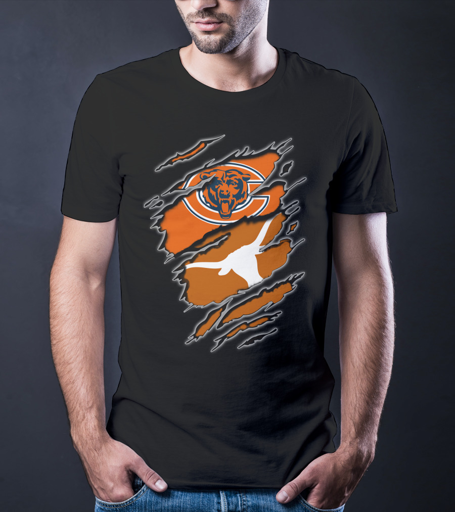 Bears Longhorns Logo Crossover Claw Tear T-Shirt