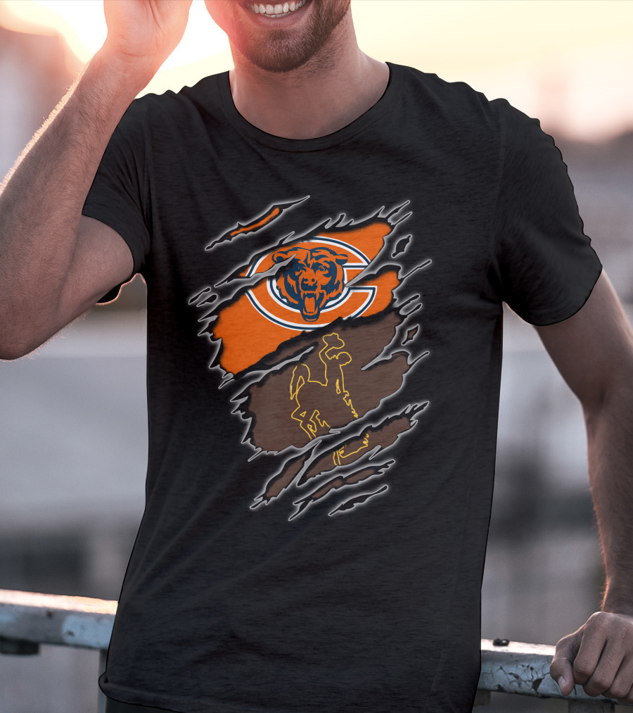 Chicago Bears Wyoming Cowboys Ripped Claw Marks T-Shirt