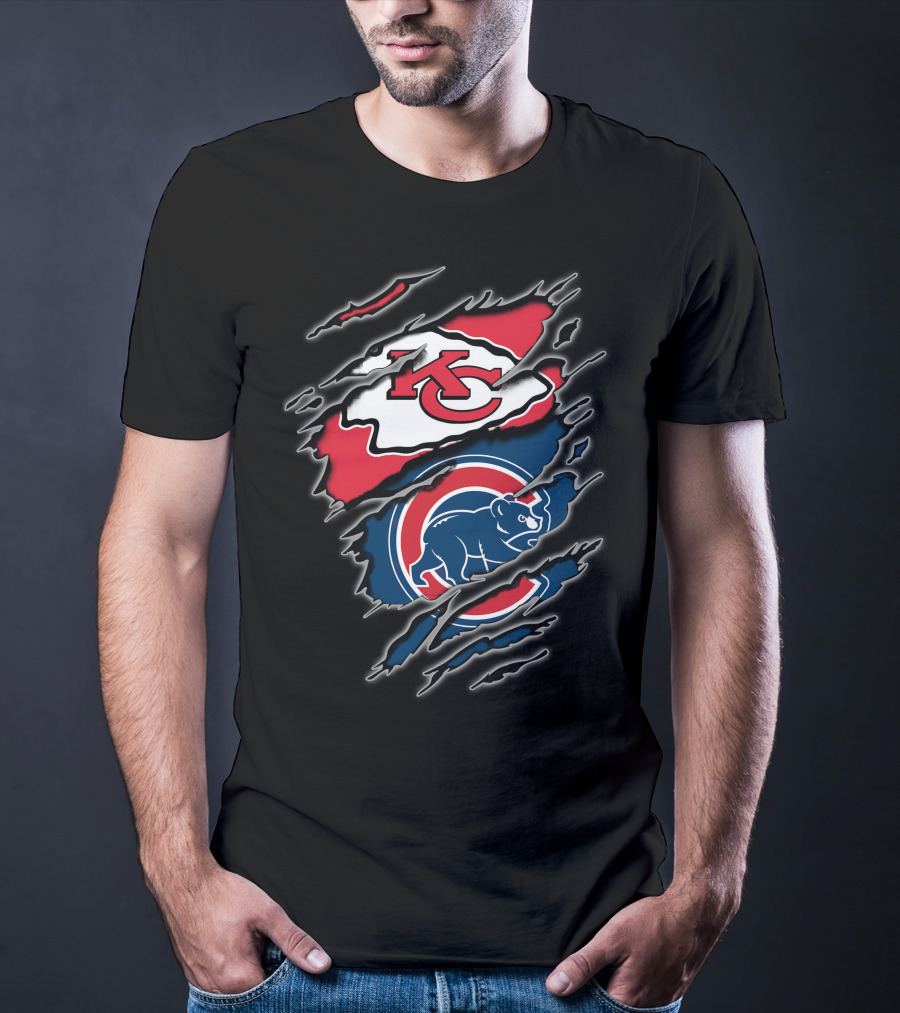 Kansas City Chiefs Chicago Cubs Claw Rip T-Shirt