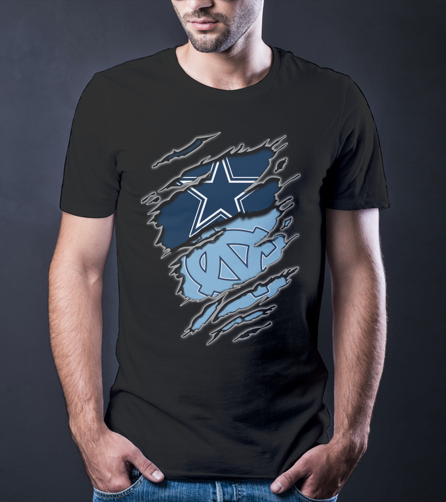 Dallas Cowboys North Carolina Tar Heels Torn Flag T-Shirt