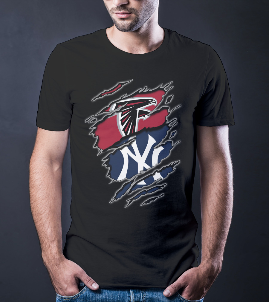 Atlanta Falcons New York Yankees Logo Collaboration T-Shirt