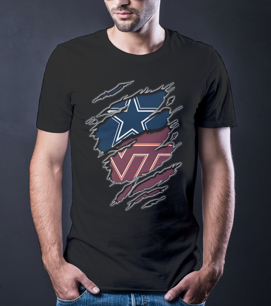 Dallas Cowboys Virginia Tech Hokies Collaboration T-Shirt