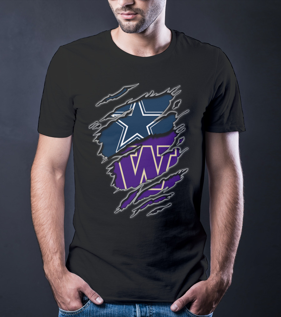 Dallas Cowboys Washington Huskies Logo Mashup T-Shirt