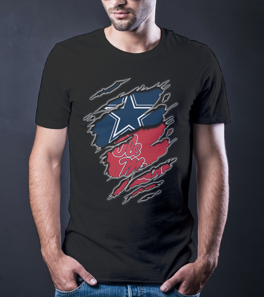 Dallas Cowboys Ole Miss Rebels Torn T-Shirt