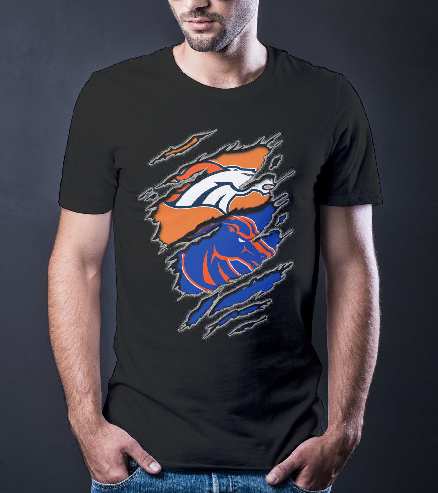 Broncos Boise Denver Football Dual Horse T-Shirt