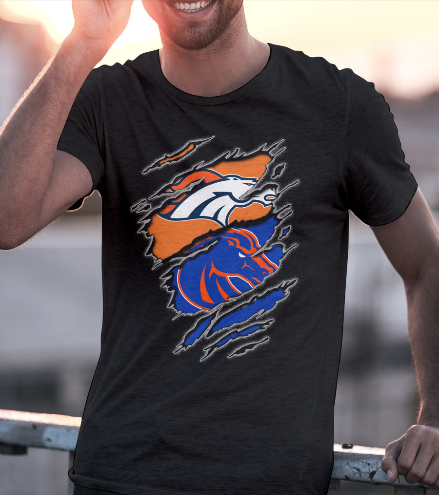 Broncos Boise Denver Football Dual Horse T-Shirt