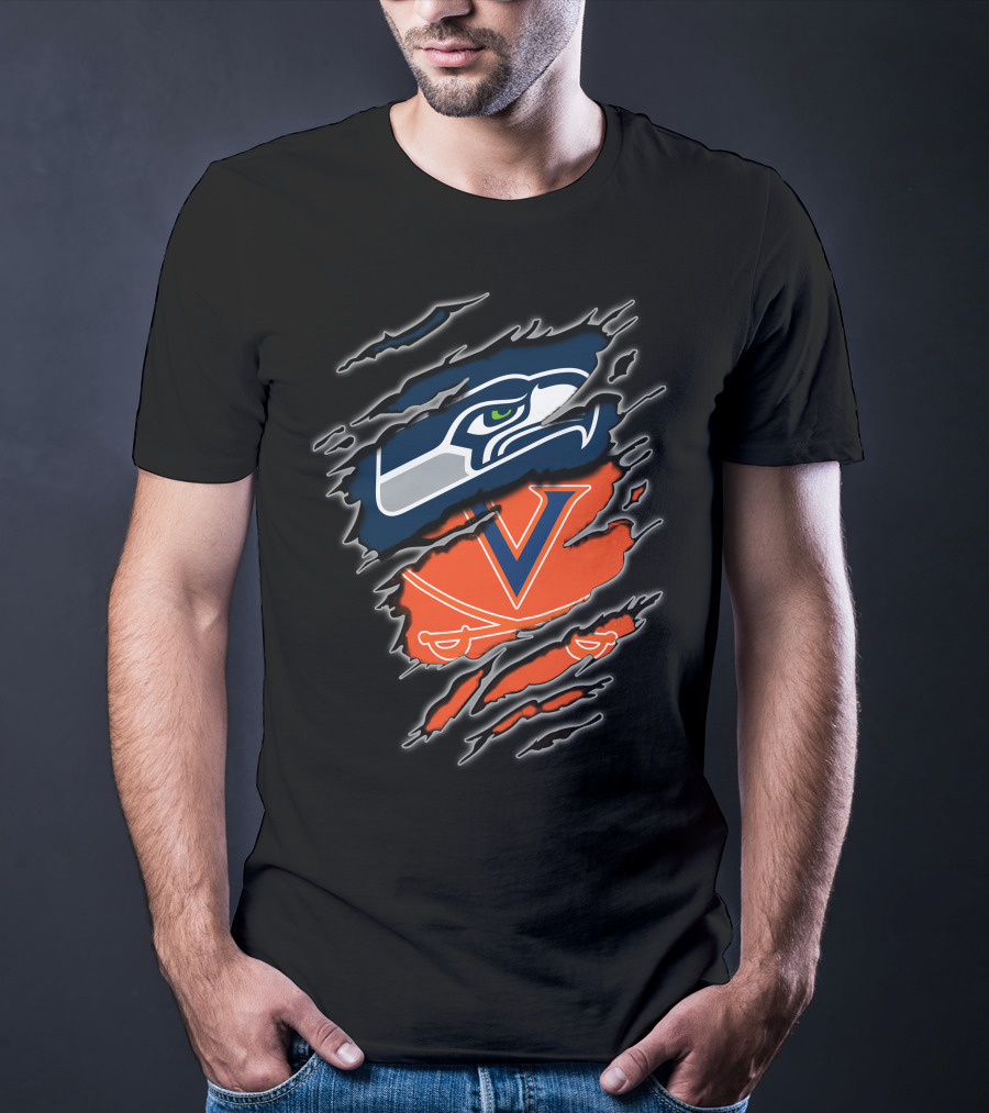 Seahawks Cavaliers Torn Reveal Sports Mashup T-Shirt