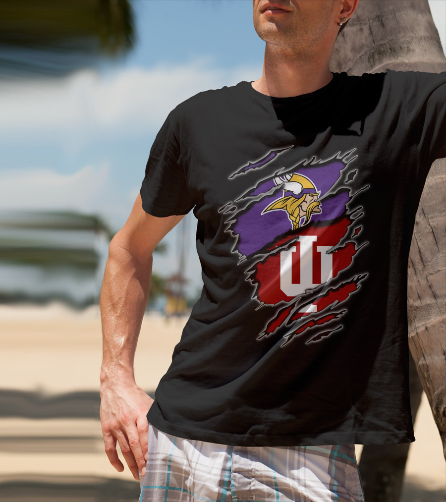 Vikings Hoosiers Minnesota NFL Indiana University Fan Logo Fusion T-Shirt