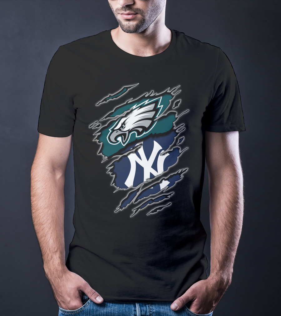 Philadelphia Eagles New York Yankees Logos Combination T-Shirt